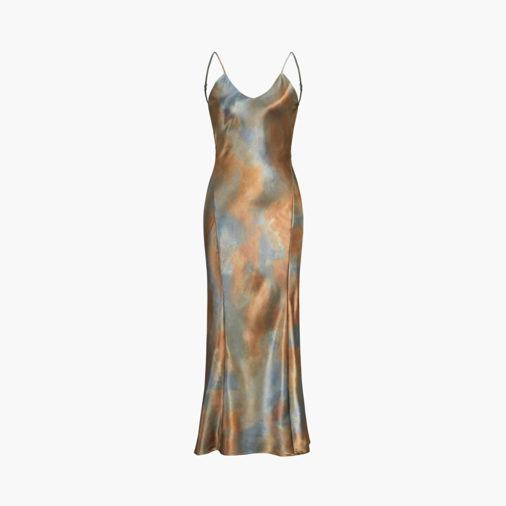 Neptune Satin Open Back Dress // Small